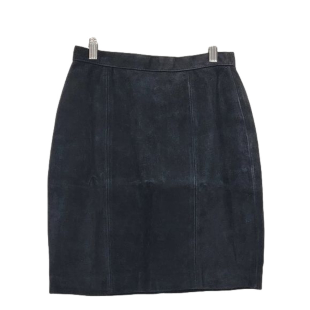 G-III Vintage Black Leather Suede Pencil skirt